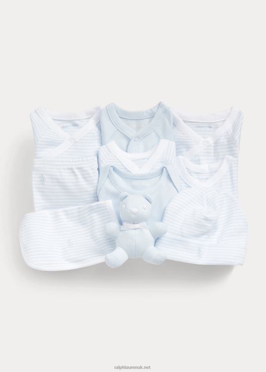 UK Ralph Lauren Baby 11-Piece Cotton Gift Set Beryl Blue Multi TRVP07815