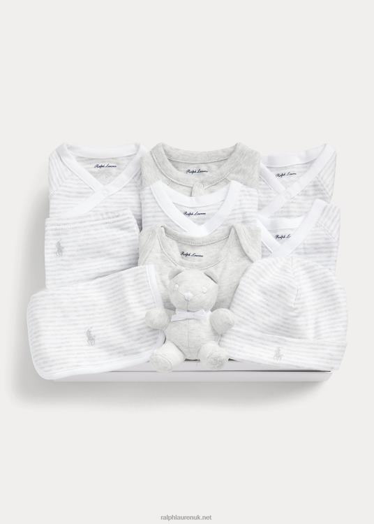 UK Ralph Lauren Baby 11-Piece Cotton Gift Set Quartz Heather Multi TRVP07812