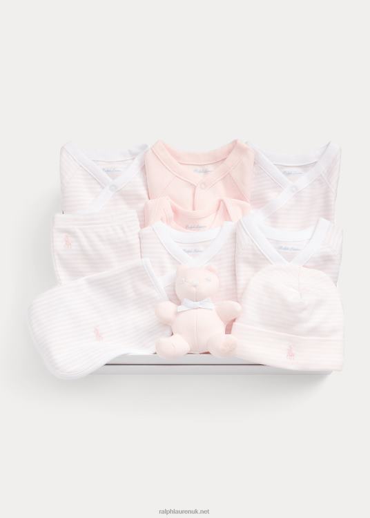 UK Ralph Lauren Baby 11-Piece Organic Cotton Gift Set Delicate Pink Multi TRVP07816