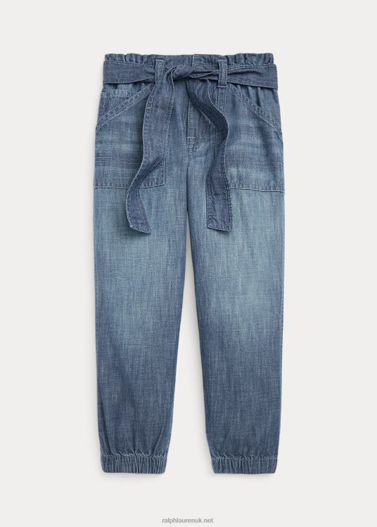 UK Ralph Lauren Kids Belted Cargo Jogger Pant Chambray TRVP09997