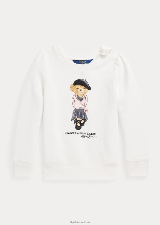 UK Ralph Lauren Kids Polo Bear Fleece Sweatshirt Deckwash White TRVP09998