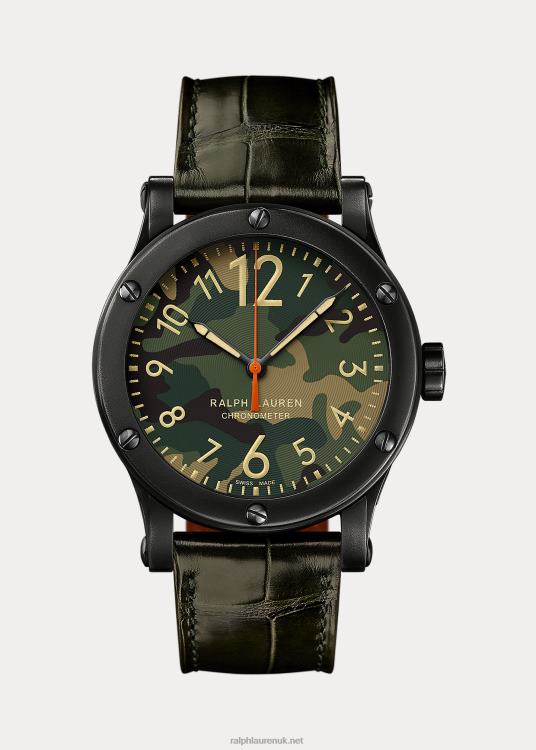 UK Ralph Lauren Men 39 MM Chronometer Steel Camo Dial TRVP02818