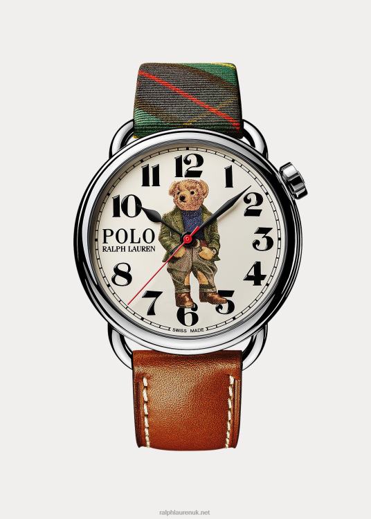 UK Ralph Lauren Men 42 MM Bedford Polo Bear Watch White Dial TRVP02804