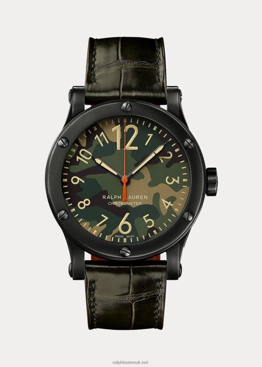 UK Ralph Lauren Men 45MM Chronometer Steel Camo Dial TRVP02816