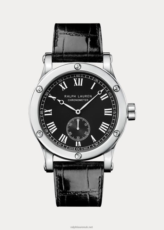 UK Ralph Lauren Men 45 MM Chronometer Steel Black Dial TRVP02868