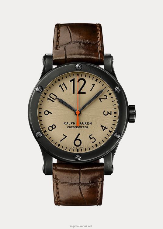 UK Ralph Lauren Men 45 MM Chronometer Steel Khaki Dial TRVP02815