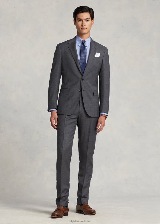 UK Ralph Lauren Men Polo Wool Sharkskin Suit Medium Grey Multi TRVP01312