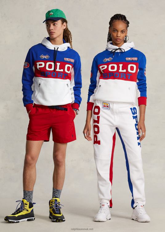 UK Ralph Lauren Unisex Polo Sport Fleece Hoodie Sapphire Star Multi TRVP03425