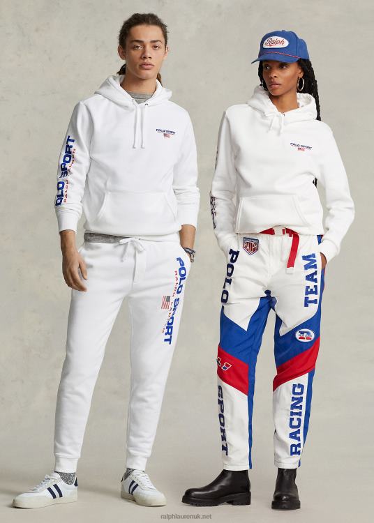 UK Ralph Lauren Unisex Polo Sport Fleece Hoodie White TRVP03421