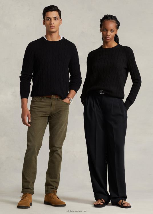 UK Ralph Lauren Unisex The Iconic Cable-Knit Cashmere Sweater Black TRVP03401