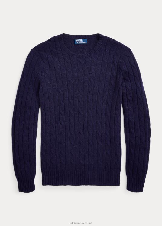 UK Ralph Lauren Unisex The Iconic Cable-Knit Cashmere Sweater Cream TRVP09261