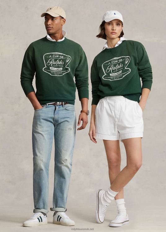 UK Ralph Lauren Unisex Coffee Crewneck Sweatshirt Green TRVP0449